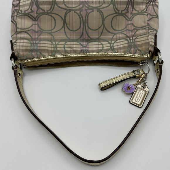 Coach Mini Tartan Plaid Lavender Signature Top Handle Pouch in EUC - Picture 8 of 15